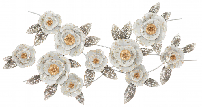 Decoratiune metalica perete Flori, alb auriu - creativdeco.ro [6]