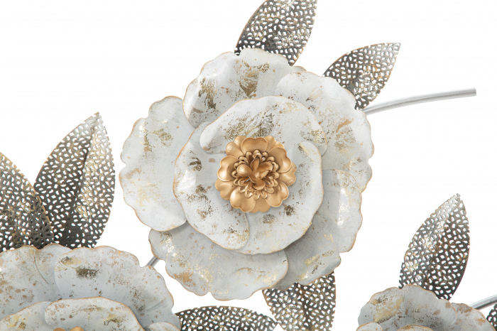 Decoratiune metalica perete Flori, alb auriu - creativdeco.ro [5]