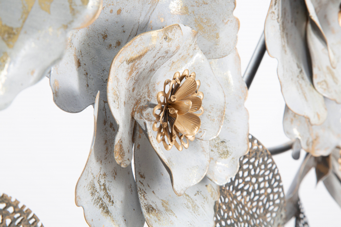 Decoratiune metalica perete Flori, alb auriu - creativdeco.ro [4]