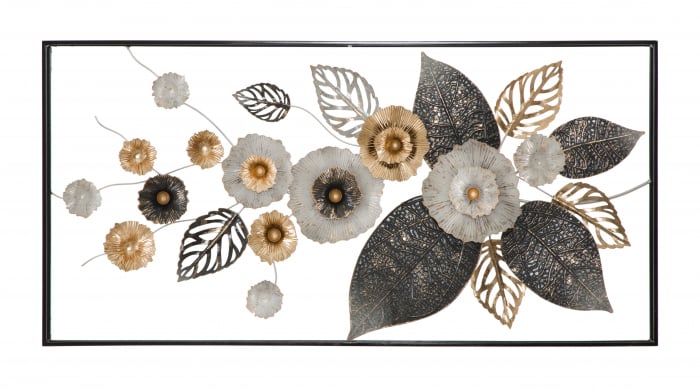 Decoratiune metalica perete cu flori Frame Plus, multicolora [1]