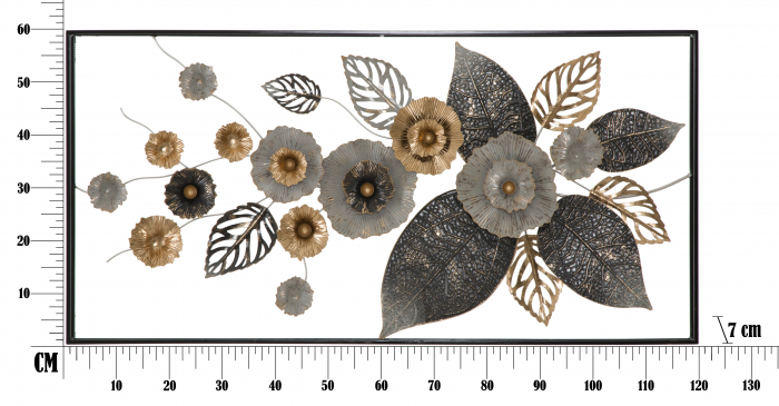 Decoratiune metalica perete cu flori Frame Plus, multicolora [6]