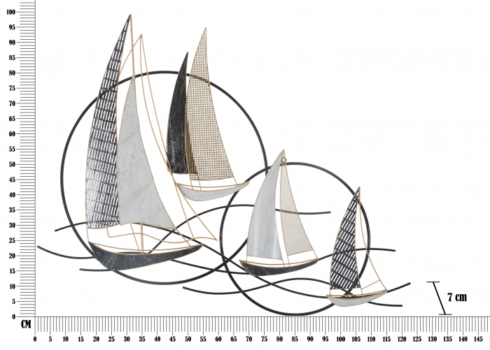 Decoratiune  metalica perete Vela,fier/multicolor [6]