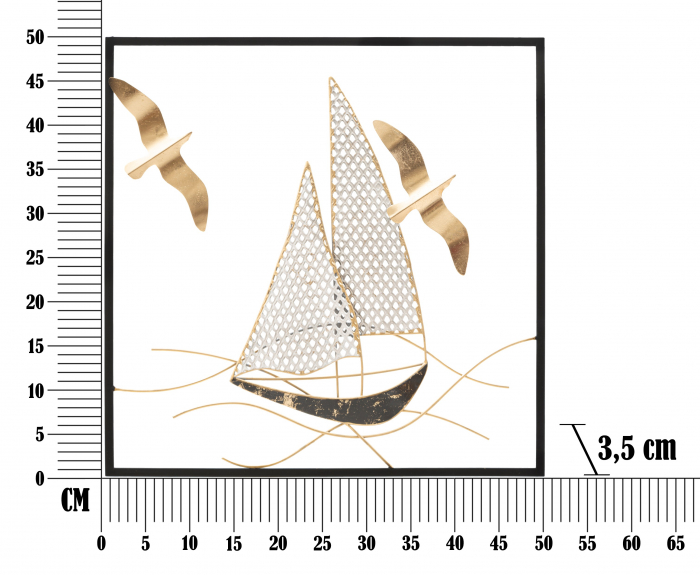 Decoratiune metalica perete Vela New, negru/auriu [6]