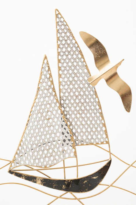 Decoratiune metalica perete Vela New, negru/auriu [3]