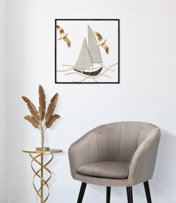 Decoratiune metalica perete Vela New, negru/auriu [2]