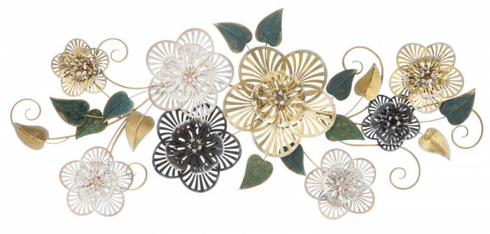 Decor mural 3D | Flori si frunze metalice | Design modern [1]