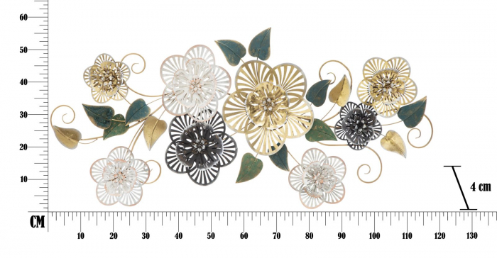 Decor mural 3D | Flori si frunze metalice | Design modern [6]