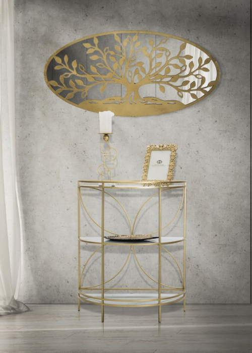 Decoratiune perete Arborele vietii, metal/oglinda [2]