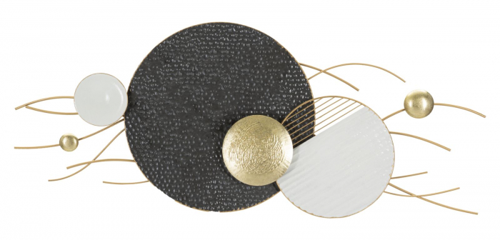 Decoratiune perete moderna Boly, fier, negru/auriu/alb [1]