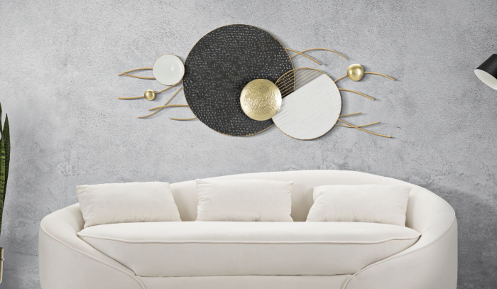 Decoratiune perete moderna Boly, fier, negru/auriu/alb [2]