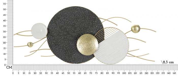 Decoratiune perete moderna Boly, fier, negru/auriu/alb [6]