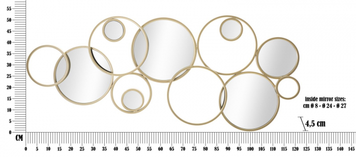 Decoratiune perete cu oglinzi Infinity, metal auriu [6]