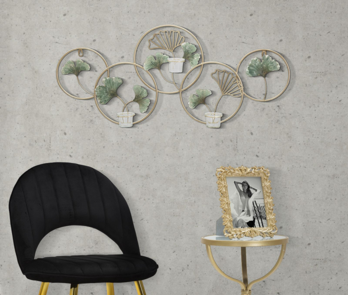 Aplica lumanari perete frunze ginkgo 3D CreativDeco [5]