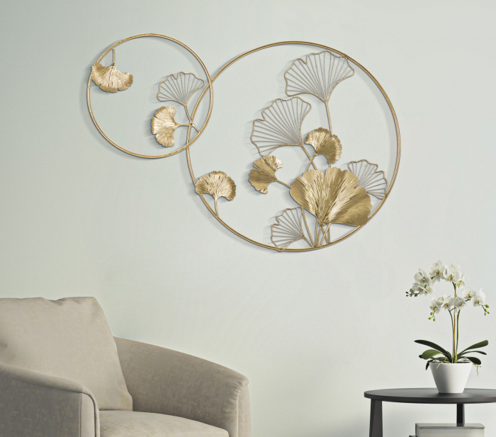 Decoratiune perete Double Leaf, fier auriu [2]