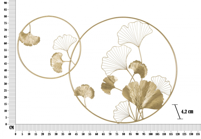 Decoratiune perete Double Leaf, fier auriu [6]