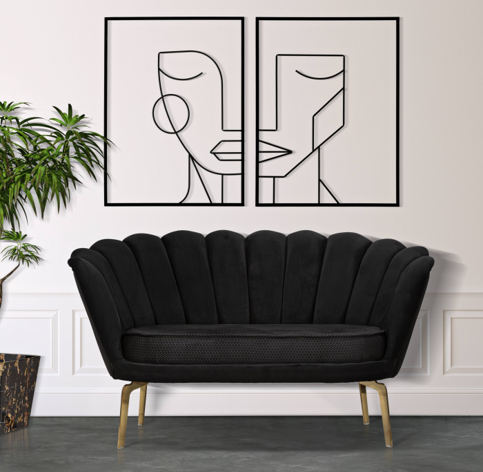 Decoratiune perete Faces, negru, set 2buc [2]