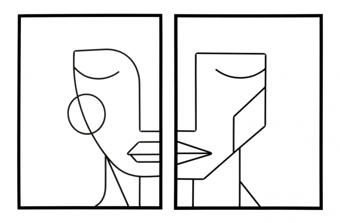 Decoratiune perete Faces, negru, set 2buc [1]