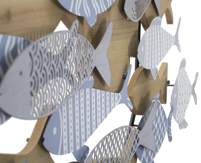 Decoratiune perete Fish sea, fier MDF, albastru [5]