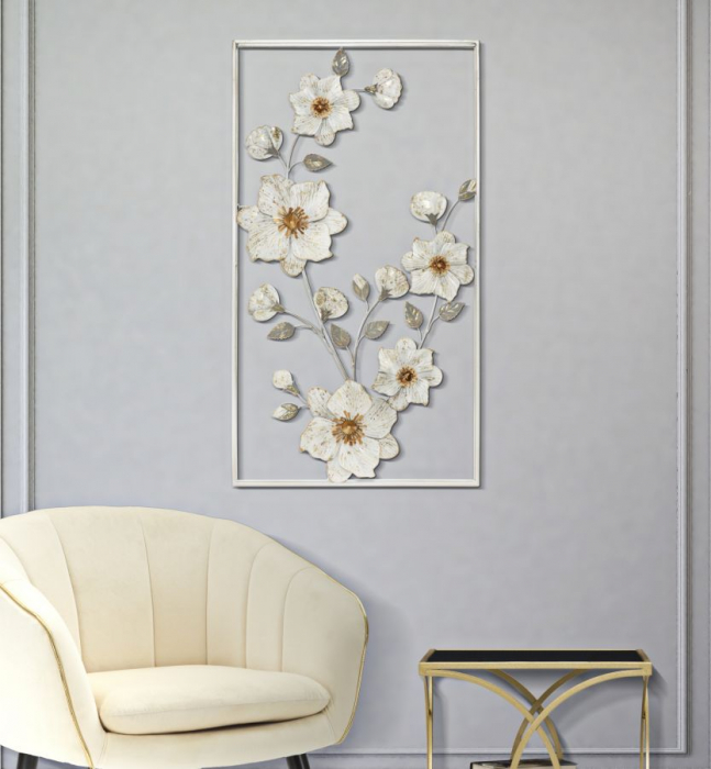 Decoratiune perete Flix, fier, alb argintiu, creativdeco.ro [2]