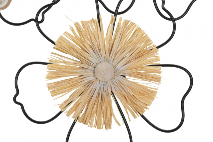Decoratiune perete Floral, fier, MDF ratan, negru bej - creativdeco.ro [6]