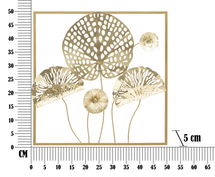 Decoratiune perete Flowers, fier auriu [6]
