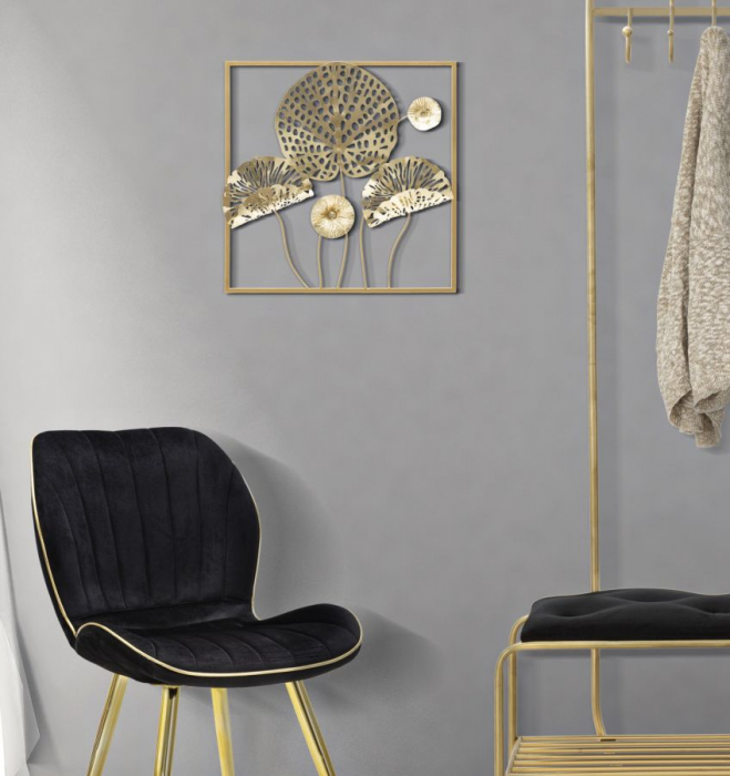Decoratiune perete Flowers, fier auriu [2]