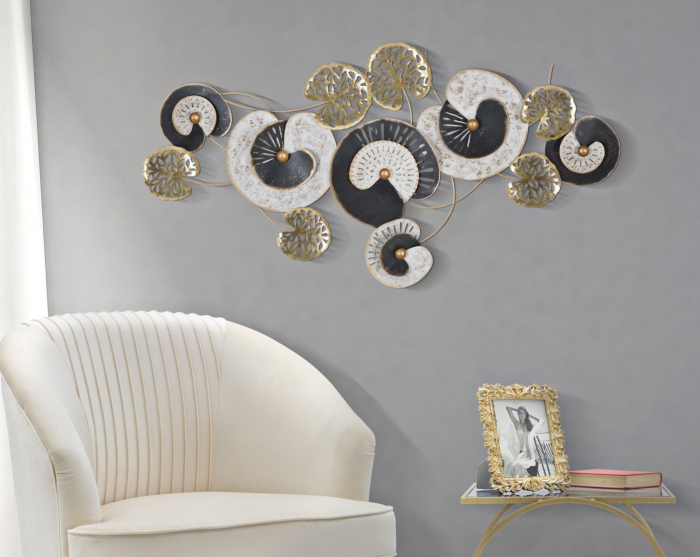 Decoratiune perete aurie design nuferi stilizati, Glut-A | CreativDeco.ro [2]