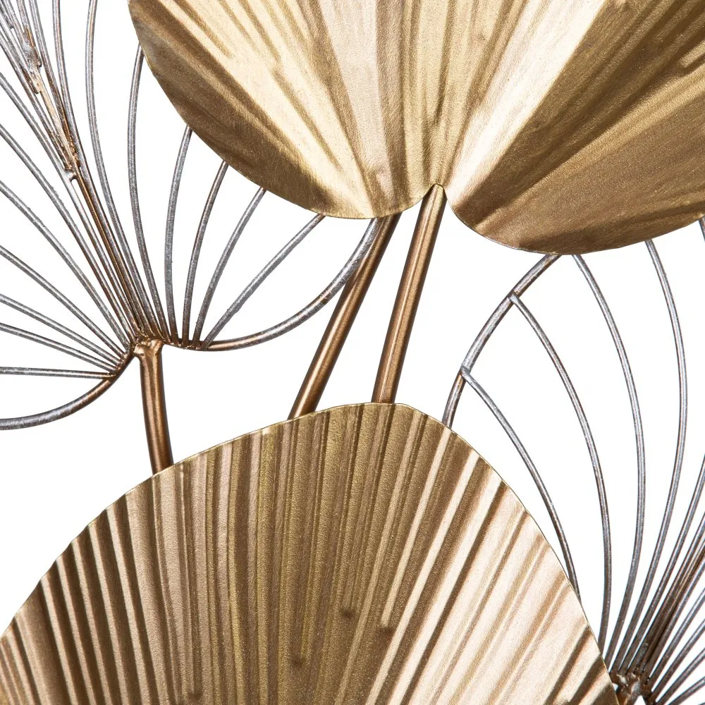 Decoratiune Perete Gold Leaves, Metal Auriu-Argintiu - CREATIVDECO.RO [3]