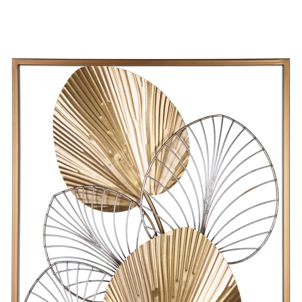 Decoratiune Perete Gold Leaves, Metal Auriu-Argintiu - CREATIVDECO.RO [2]