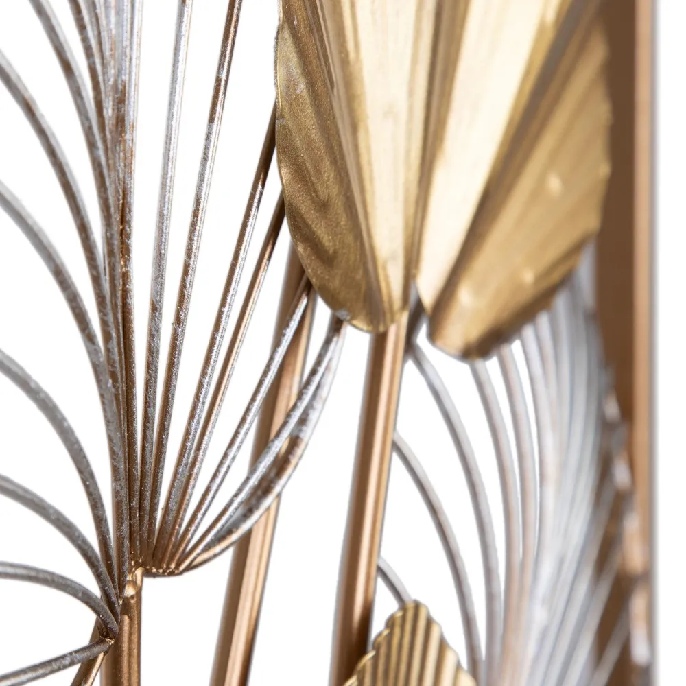 Decoratiune Perete Gold Leaves, Metal Auriu-Argintiu - CREATIVDECO.RO [5]