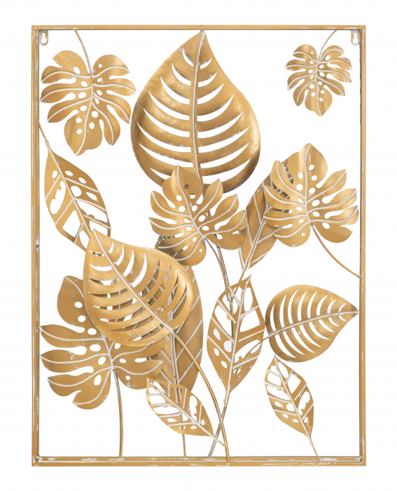 Decoratiune metalica perete aurie model frunze Jungle | creativdeco.ro [1]