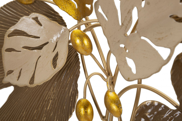 Decoratiune perete Leaves, metal, auriu maro [3]