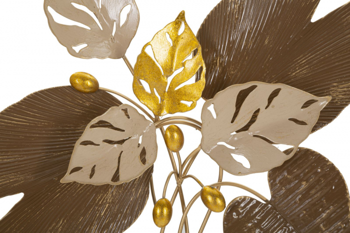 Decoratiune perete Leaves, metal, auriu maro [5]