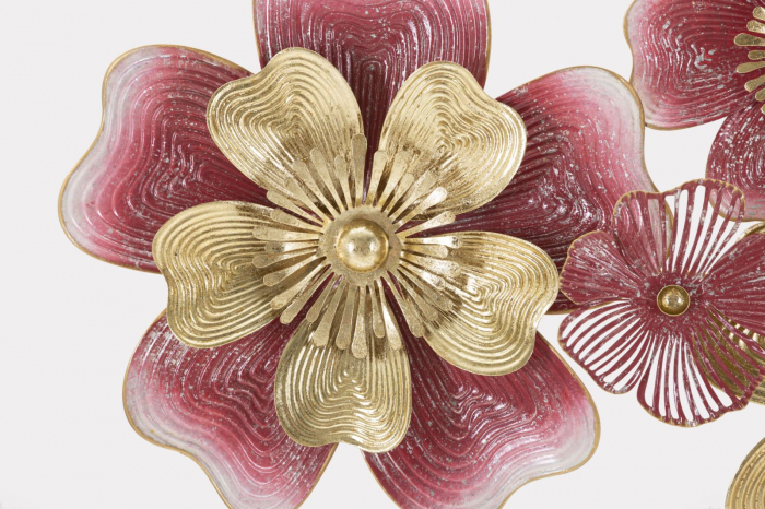 Decoratiune perete metalica roz aurie cu flori, Lobi, CreativDeco.ro [5]