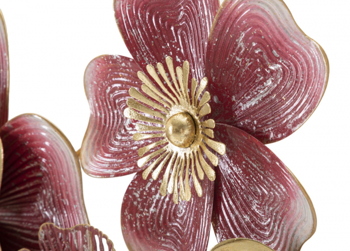 Decoratiune perete metalica roz aurie cu flori, Lobi, CreativDeco.ro [4]
