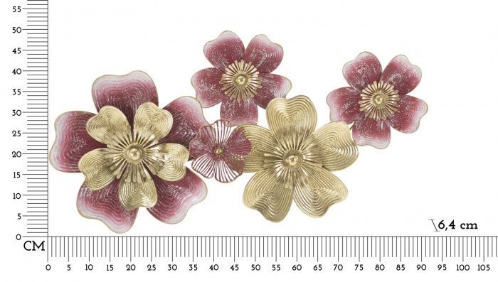 Decoratiune perete metalica roz aurie cu flori, Lobi, CreativDeco.ro [6]