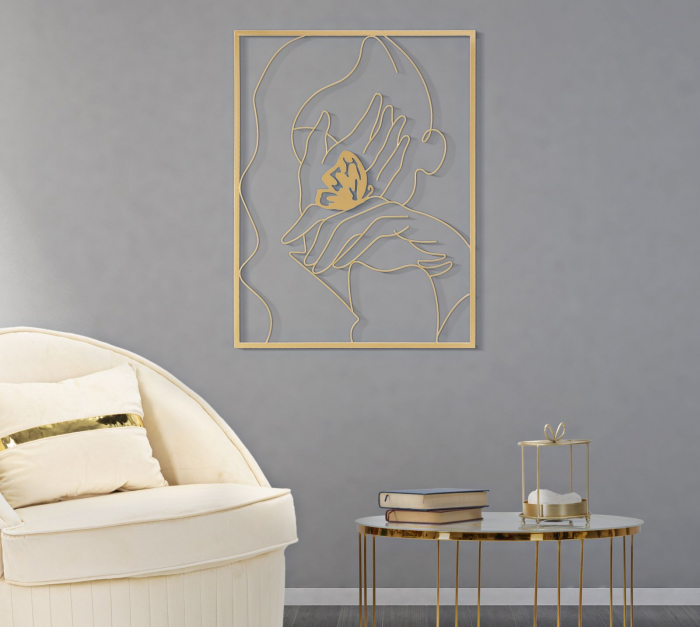 Decoratiune perete Maini, fier auriu [2]