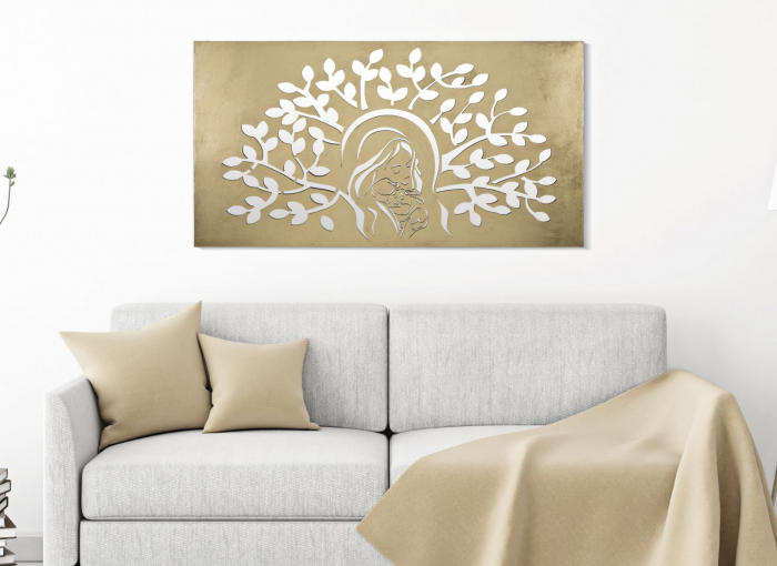 Decoratiune perete Maternity, fier/MDF/oglinda, auriu [2]