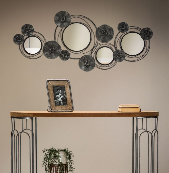 Decoratiune perete oglinzi Floris, metal negru [7]