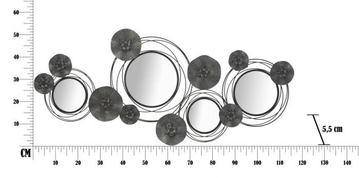 Decoratiune perete oglinzi Floris, metal negru [8]