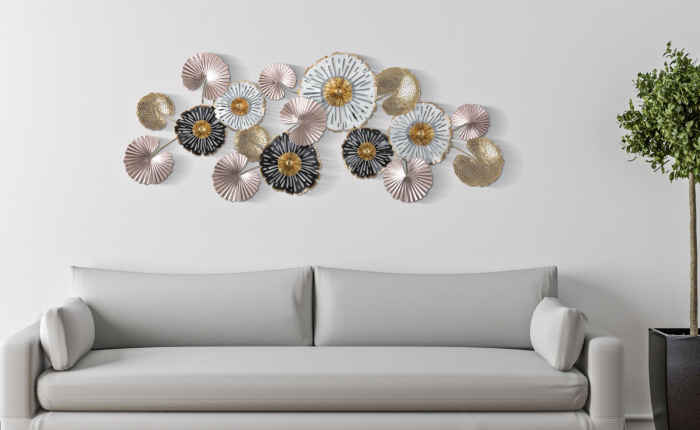 Decoratiune perete Pinky, fier, roz/auriu/alb [2]