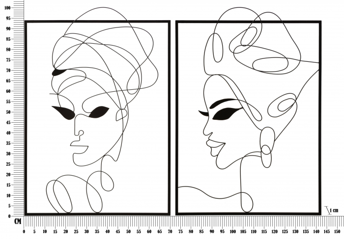 Decoratiune perete Tribal Woman, negru, set 2buc [7]