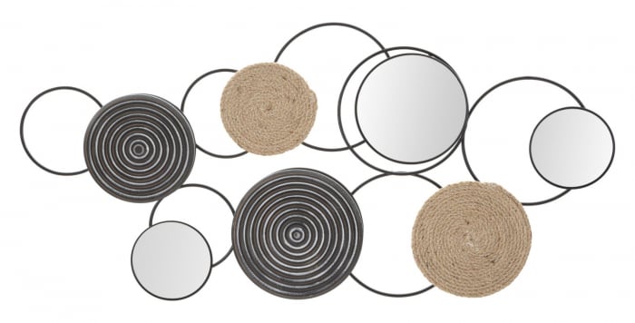 Decoratiune perete Triby, fier oglinzi, negru/natural [1]