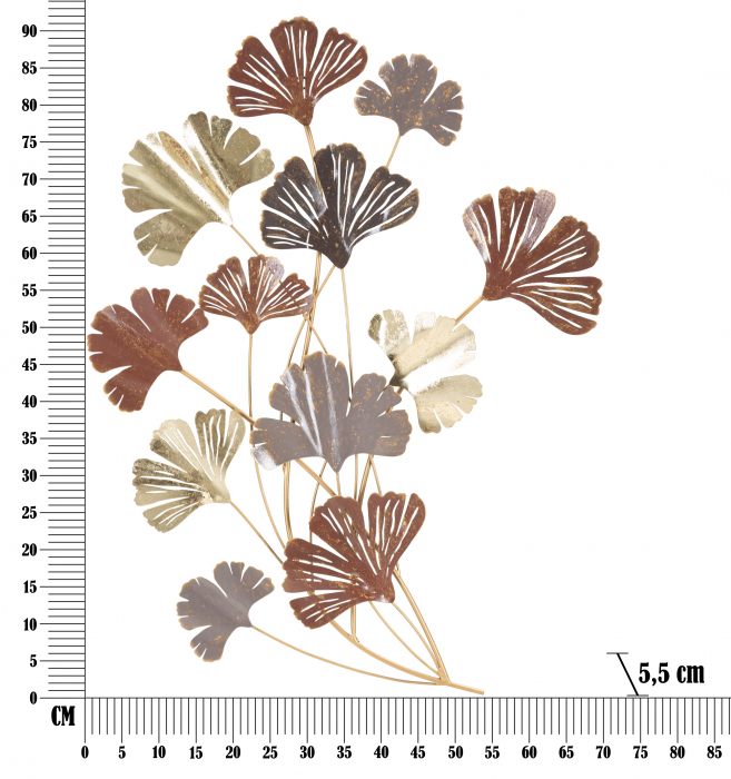 Decoratiune metalica multicolora cu design gingko Windy | creativdeco.ro [6]