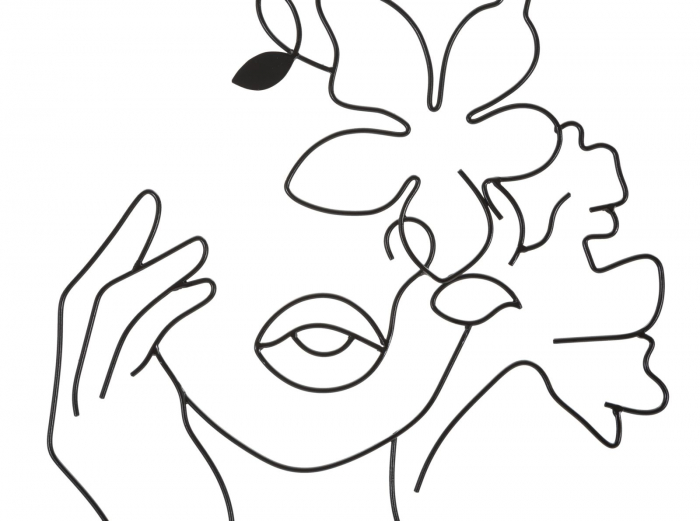 Decoratiune perete Woman with flowers, metal negru - creativdeco.ro [5]