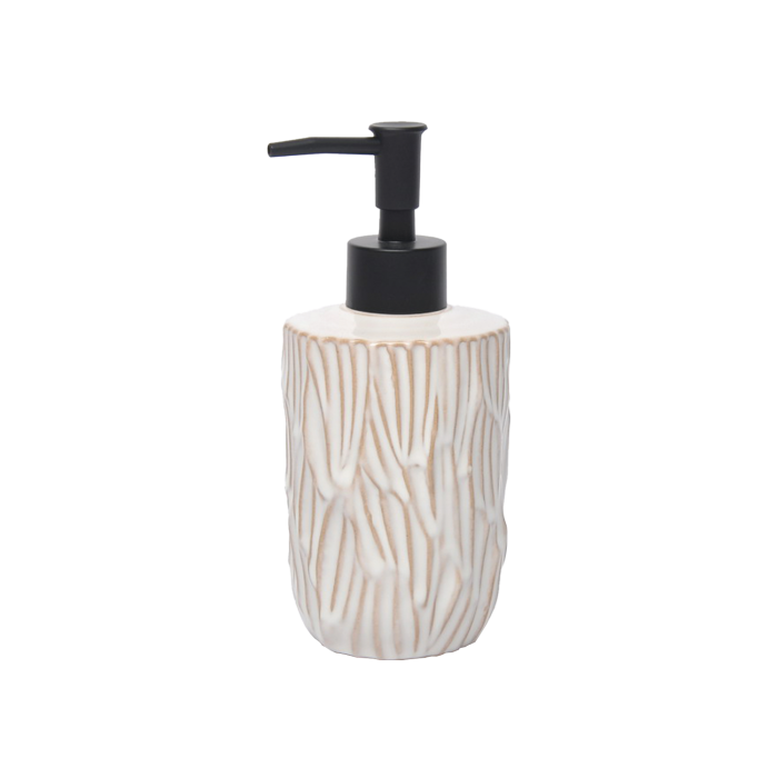 Dispenser săpun lichid din porțelan alb pentru baie Monica 8 x 7.5 x 17 cm [1]