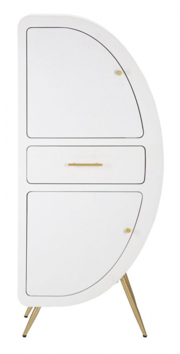 Dulap alb Venus cu 2 usi, aspect semicerc si detalii aurii. Dulapuri Glamour cu spatiu compartimentat. Piese statement de la CreativDeco. [3]