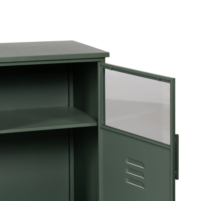 Dulap auxiliar Green din metal verde cu nișă deschisă și ușă tip vestiar pe picioare scurte [7]