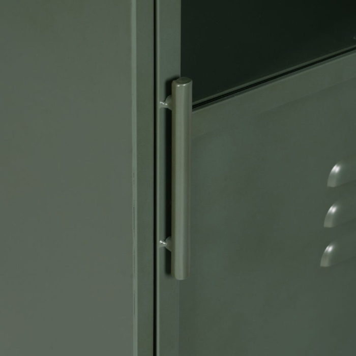 Dulap auxiliar Green din metal verde cu ușă din sticlă și trei goluri interioare pe picioare scurte [8]