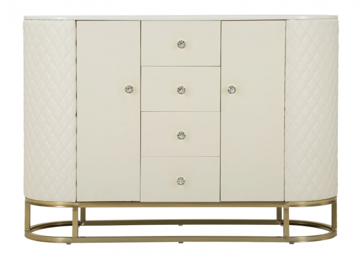 Dulap crem cu piele, stil comoda | Mobilier versatil | CreativDeco [3]